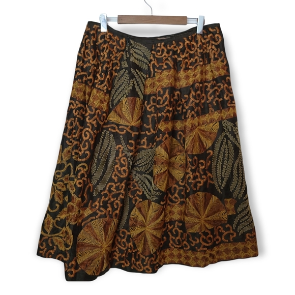 DRIES VAN NOTEN floral embroidered 100% silk midi skirt - Picture 2 of 11